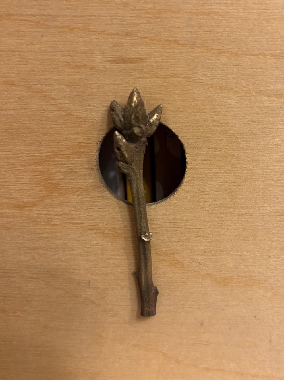 Vintage-Style Brass Floral Stem Brooch in Antique Gold